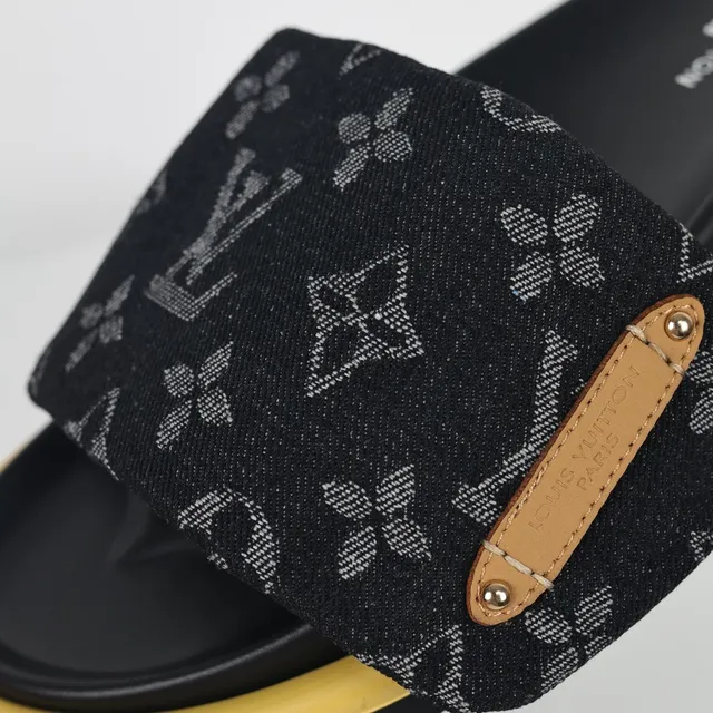 Louis Vuitton Run Away Monogram Canvas Black and Mustard Slippers 6
