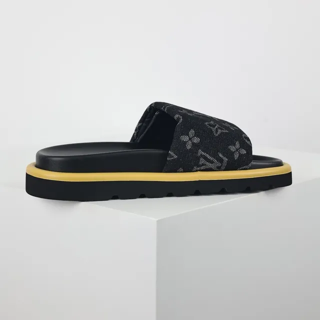 Louis Vuitton Run Away Monogram Canvas Black and Mustard Slippers 7