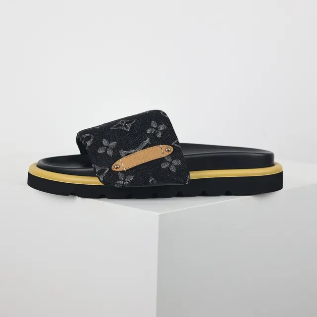Louis Vuitton Run Away Monogram Canvas Black and Mustard Slippers 9