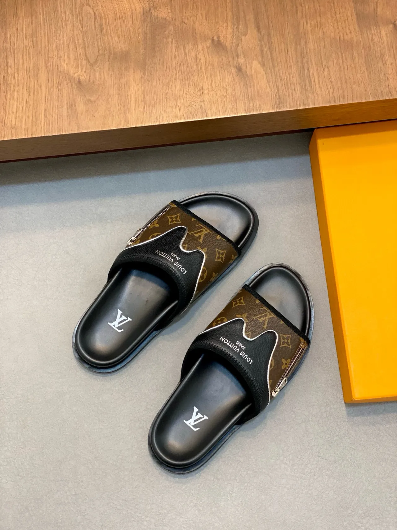 Louis Vuitton Run Away Monogram Canvas Black Brown Slippers 6