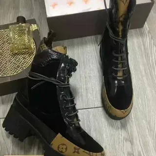 Louis Vuitton Run Away Monogram Rubber Toe Platform Ankle Boots