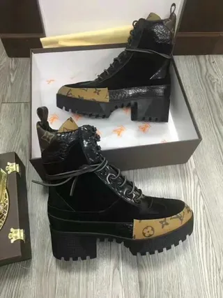 Louis Vuitton Run Away Monogram Rubber Toe Platform Ankle Boots 8