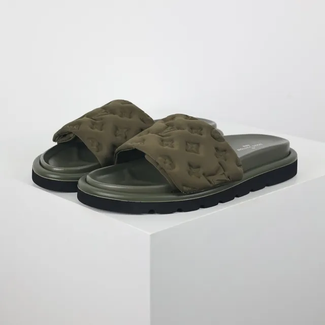 Louis Vuitton Run Away Olive Green Monogram Slippers 2