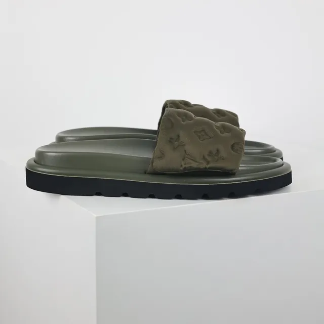 Louis Vuitton Run Away Olive Green Monogram Slippers 3