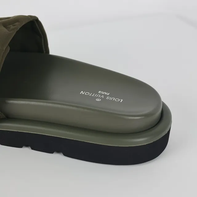 Louis Vuitton Run Away Olive Green Monogram Slippers 4