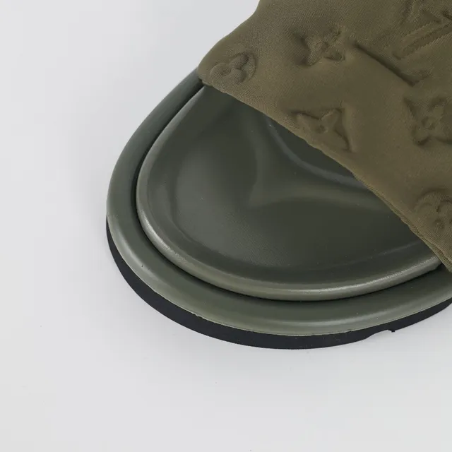 Louis Vuitton Run Away Olive Green Monogram Slippers 5