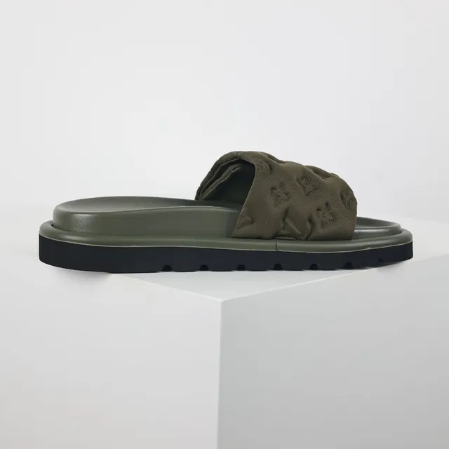 Louis Vuitton Run Away Olive Green Monogram Slippers 7