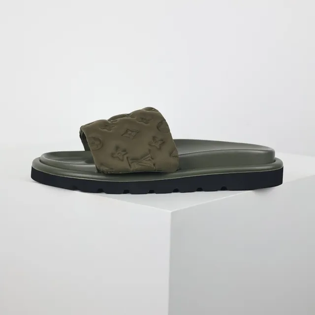 Louis Vuitton Run Away Olive Green Monogram Slippers 9