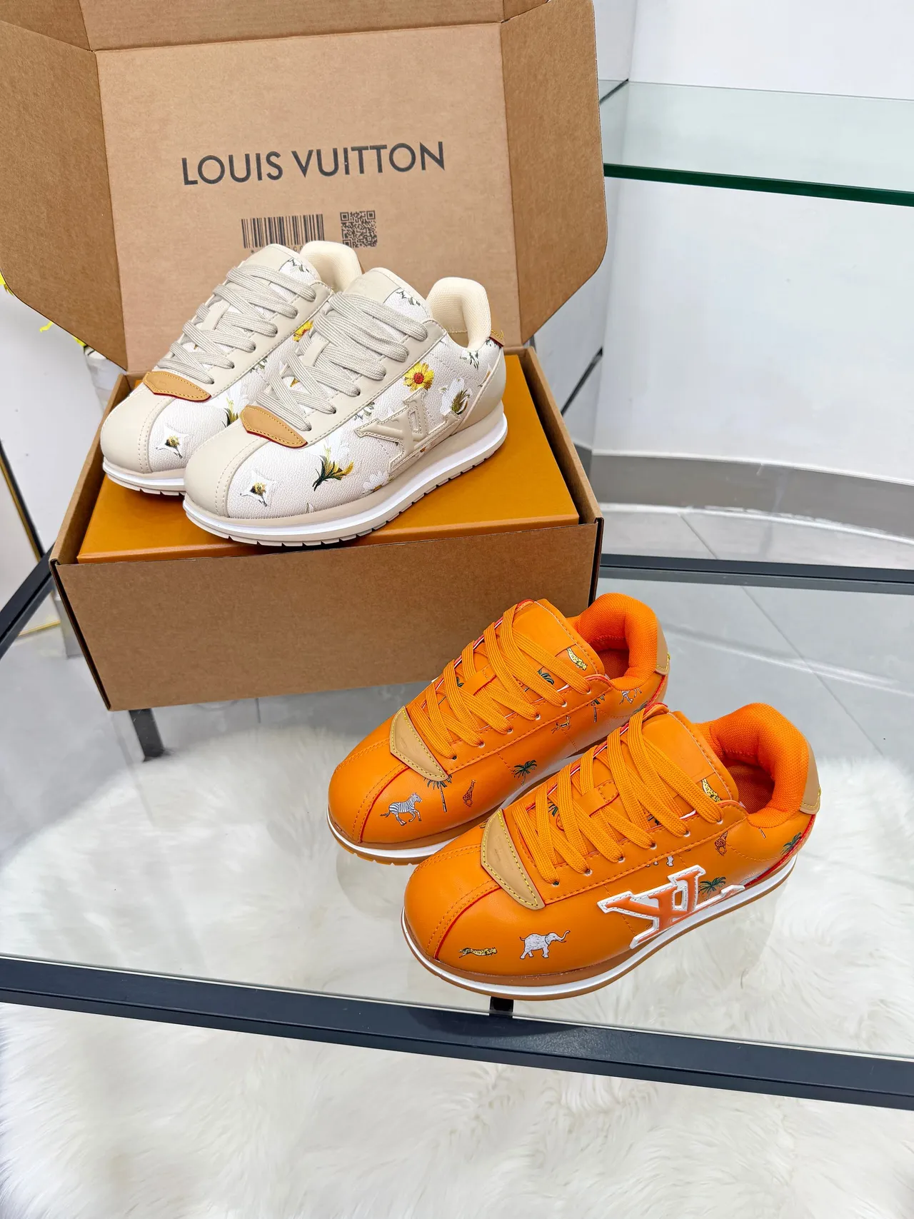 Louis Vuitton Run Away Orange Embroidered Animal Motif Lifestyle Sneakers 2