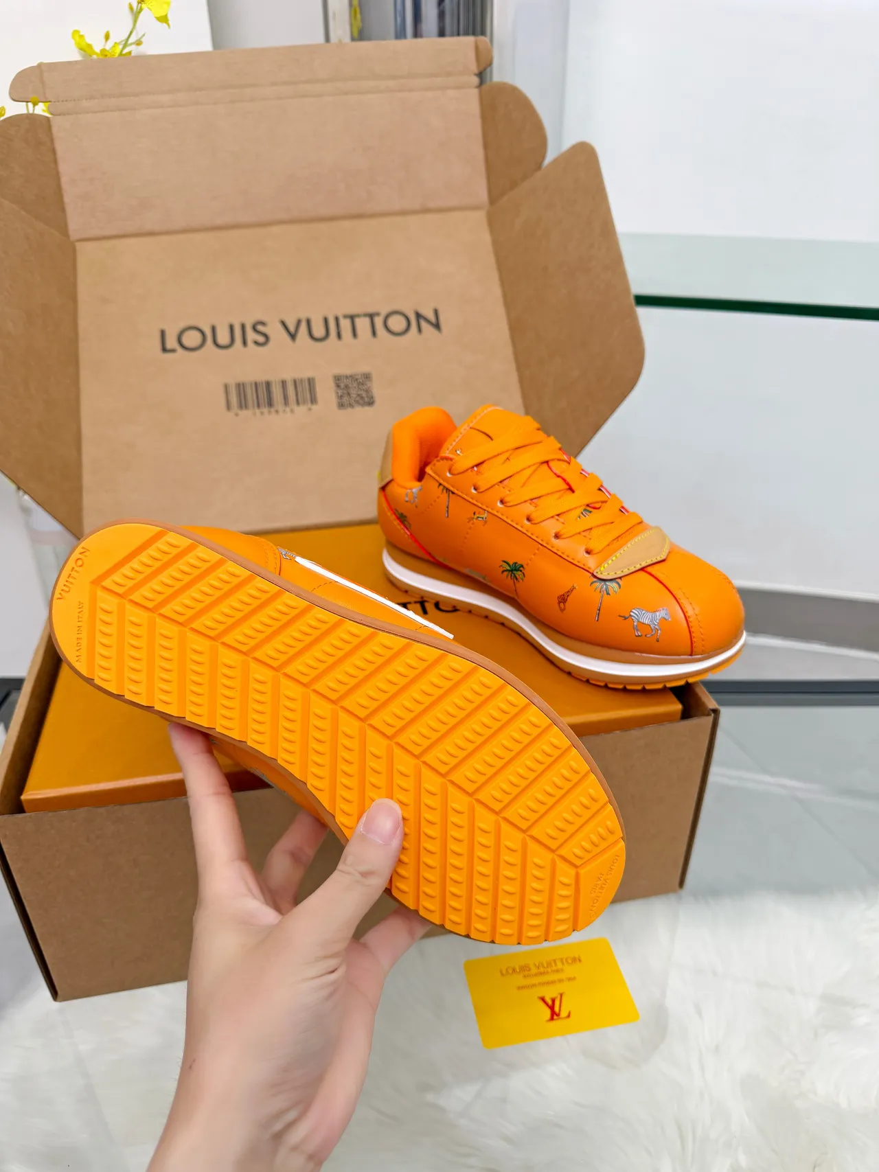 Louis Vuitton Run Away Orange Embroidered Animal Motif Lifestyle Sneakers 5