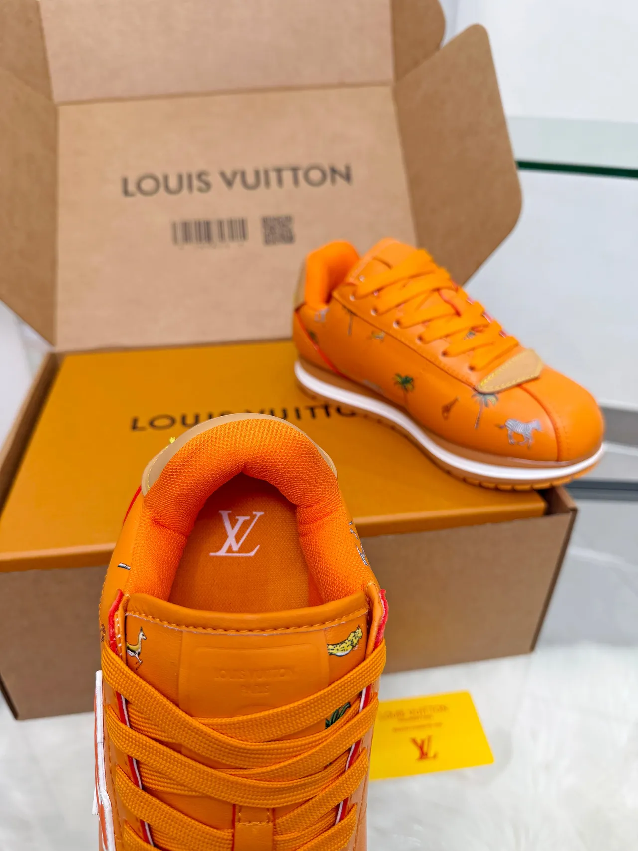 Louis Vuitton Run Away Orange Embroidered Animal Motif Lifestyle Sneakers 6