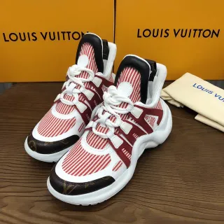 Louis Vuitton Run Away listrado vermelho e branco Monogram tênis chunky