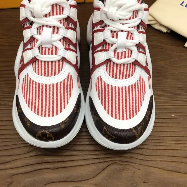Louis Vuitton Run Away Red and White Striped Monogram Chunky Sneakers 4