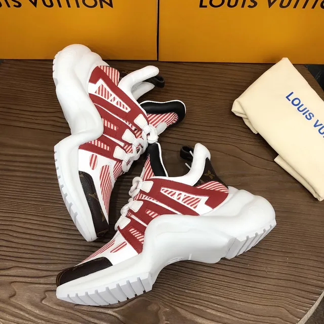 Louis Vuitton Run Away Red and White Striped Monogram Chunky Sneakers 5