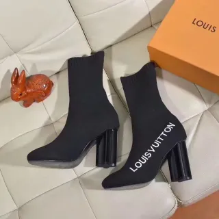 Louis Vuitton Run Away Sock Black Knit Ankle Boots