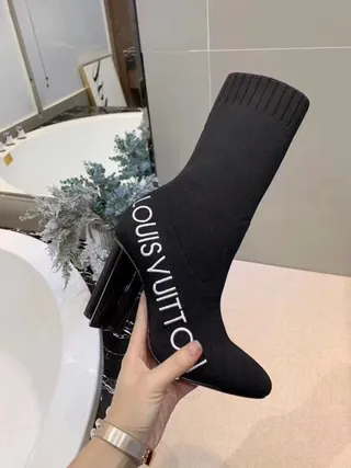 Louis Vuitton Run Away Sock Black Knit Ankle Boots 2