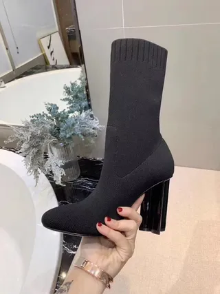 Louis Vuitton Run Away Sock Black Knit Ankle Boots 8