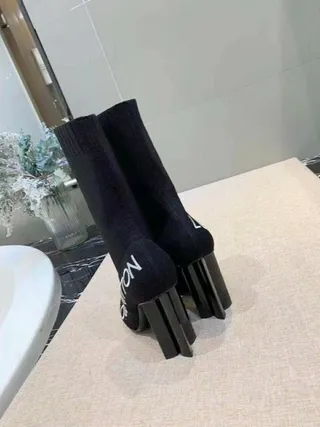 Louis Vuitton Run Away Sock Black Knit Ankle Boots 9