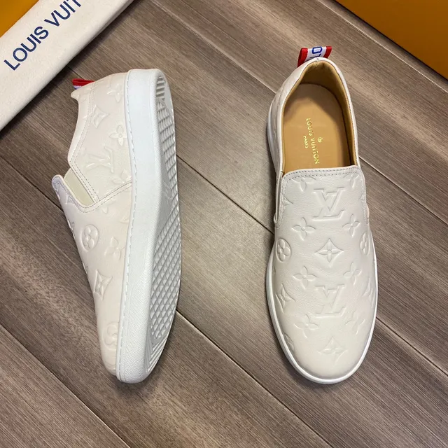 Louis Vuitton Run Away White Monogram Embossed Leather Loafers 5