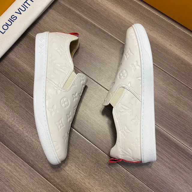 Louis Vuitton Run Away White Monogram Embossed Leather Loafers 6