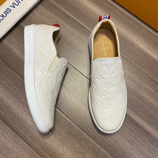 Louis Vuitton Run Away White Monogram Embossed Leather Loafers 7