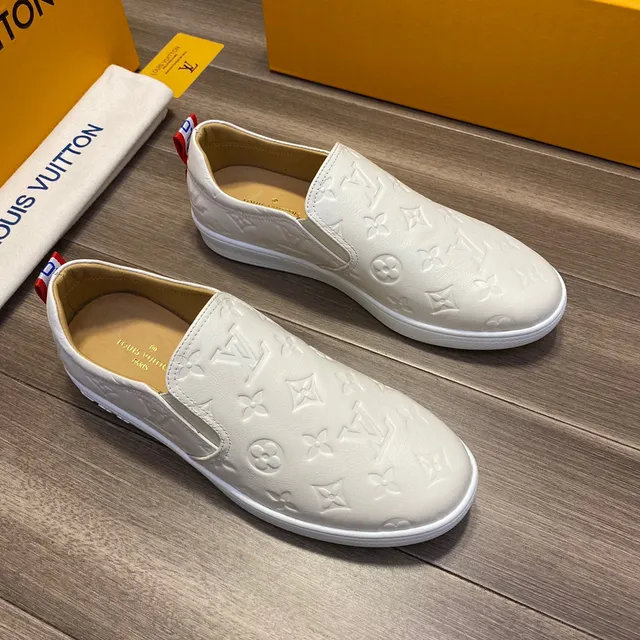 Louis Vuitton Run Away White Monogram Embossed Leather Loafers 9