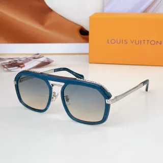 Louis Vuitton Shield-Style Blue Acetate and Silver Metal Sunglasses