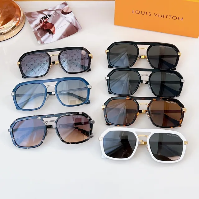 Louis Vuitton Shield-Style Blue Acetate and Silver Metal Sunglasses 3