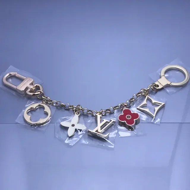 Louis Vuitton Silver Green Multi-Charm Metal Chain Bracelet 3