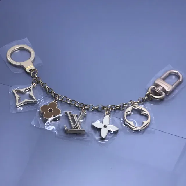 Louis Vuitton Silver Green Multi-Charm Metal Chain Bracelet 5