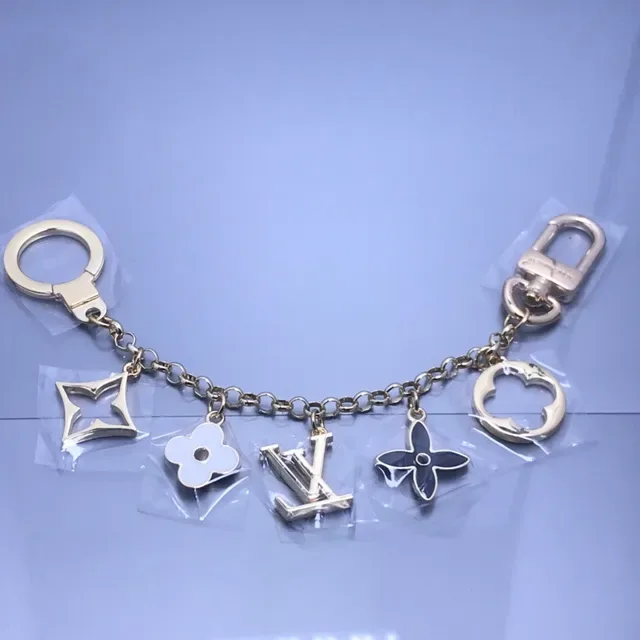 Louis Vuitton Silver Green Multi-Charm Metal Chain Bracelet 6