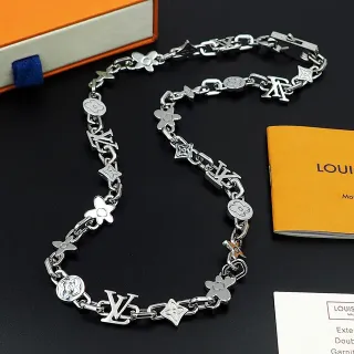 Louis Vuitton قلادة سلسلة الارتباطات المعدنية الفضية بناء