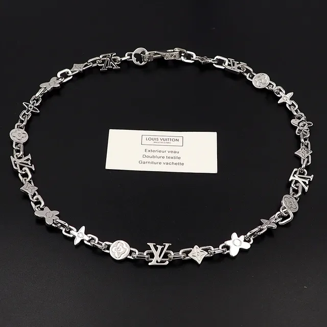 Louis Vuitton Silver Metal Link Chain Construction Necklace 4