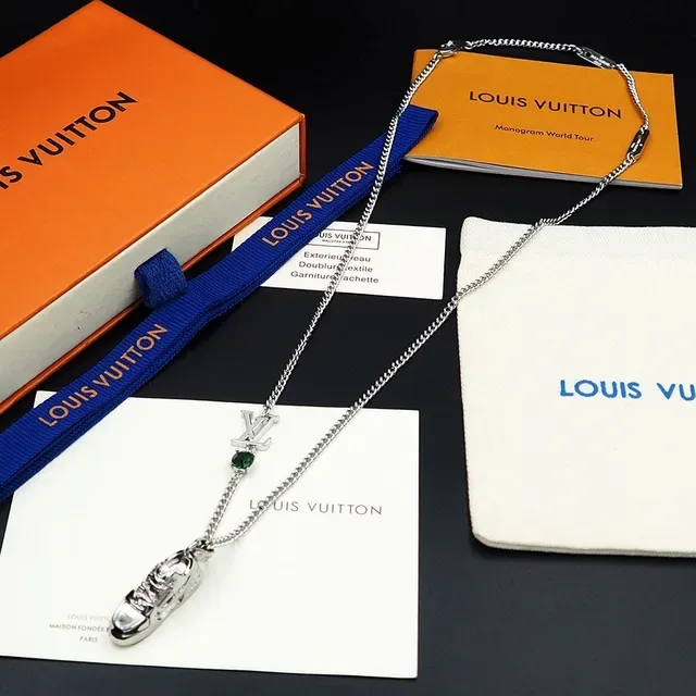 Louis Vuitton Silver Red Miniature Sneaker Charms Enamel Detailing Necklace 7