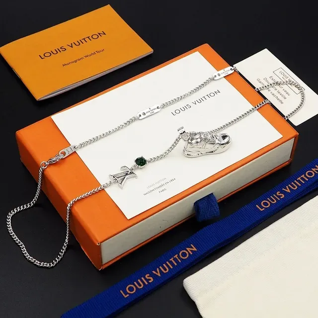 Louis Vuitton Silver Red Miniature Sneaker Charms Enamel Detailing Necklace 8