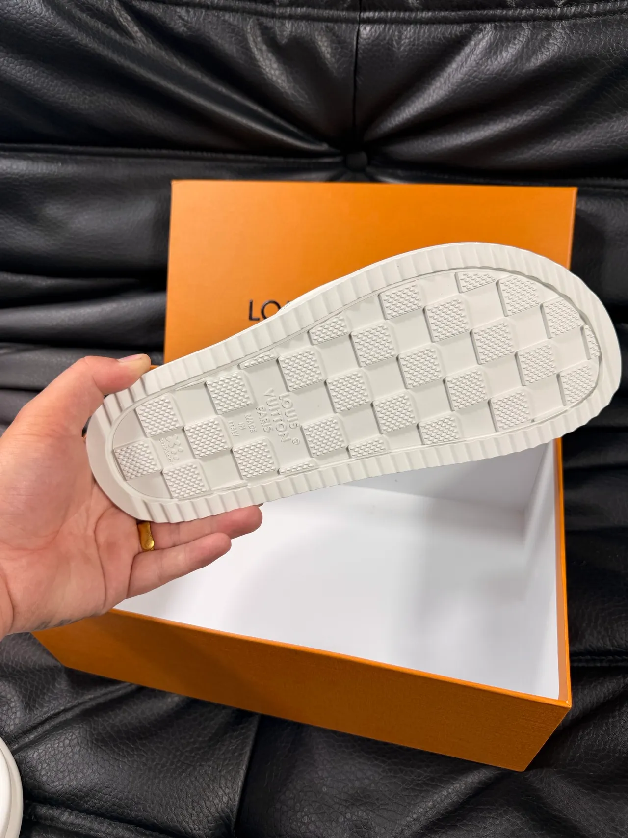 Louis Vuitton Slide White Embossed Monogram Strap Slippers 2