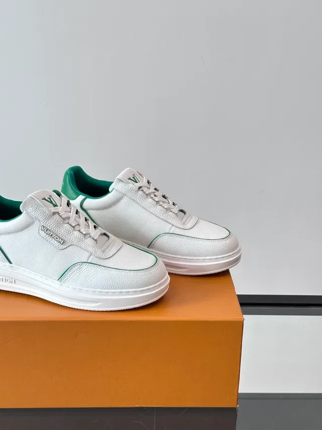 Louis Vuitton White and Green Lifestyle Sneakers 3