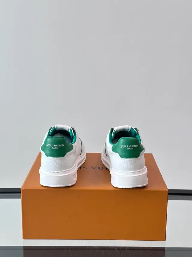 Louis Vuitton White and Green Lifestyle Sneakers 4