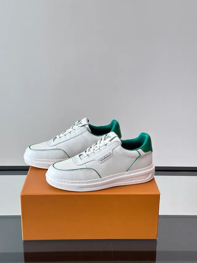 Louis Vuitton White and Green Lifestyle Sneakers 5
