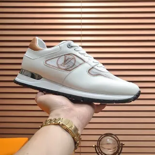 Louis Vuitton White Beige Leather And Mesh Upper Monogrammed Side Panel Lifestyle Sneakers