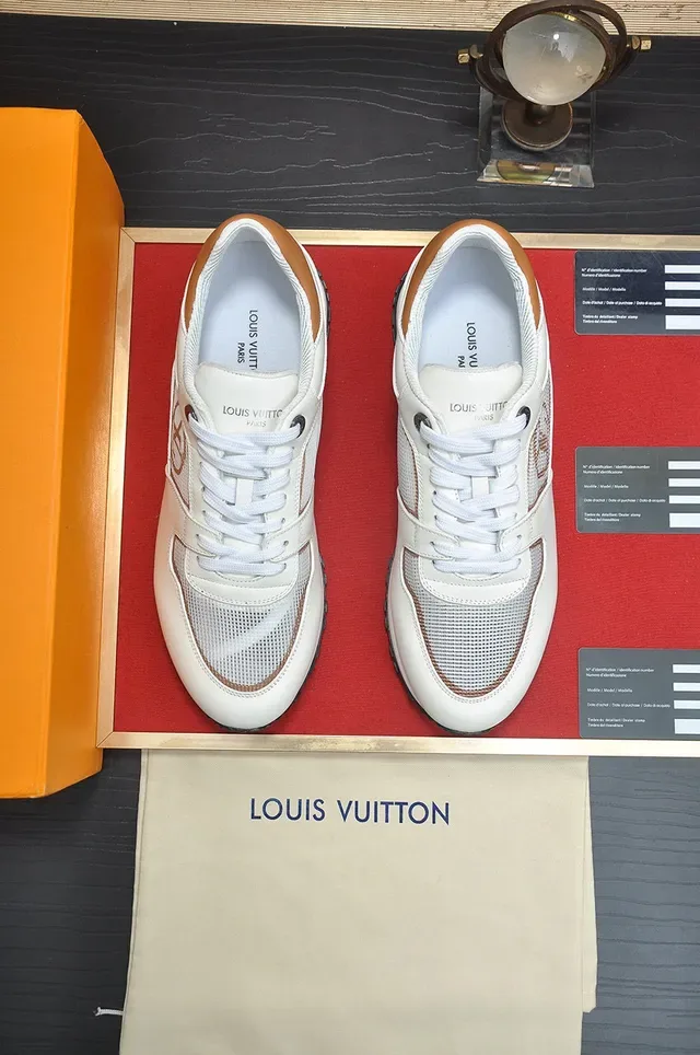 Louis Vuitton White Beige Leather And Mesh Upper Monogrammed Side Panel Lifestyle Sneakers 2
