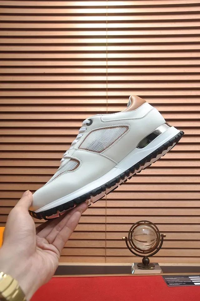 Louis Vuitton White Beige Leather And Mesh Upper Monogrammed Side Panel Lifestyle Sneakers 5