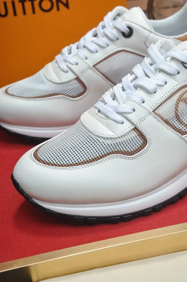 Louis Vuitton White Beige Leather And Mesh Upper Monogrammed Side Panel Lifestyle Sneakers 8