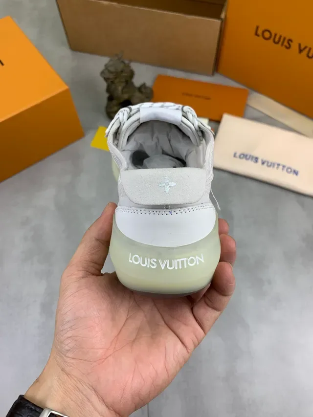 Louis Vuitton White Beige Translucent Sole Monogrammed Lining Lifestyle Sneakers 3