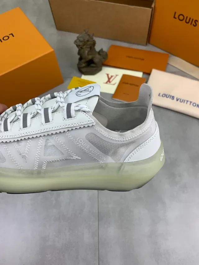 Louis Vuitton White Beige Translucent Sole Monogrammed Lining Lifestyle Sneakers 4