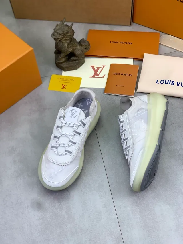 Louis Vuitton White Beige Translucent Sole Monogrammed Lining Lifestyle Sneakers 5