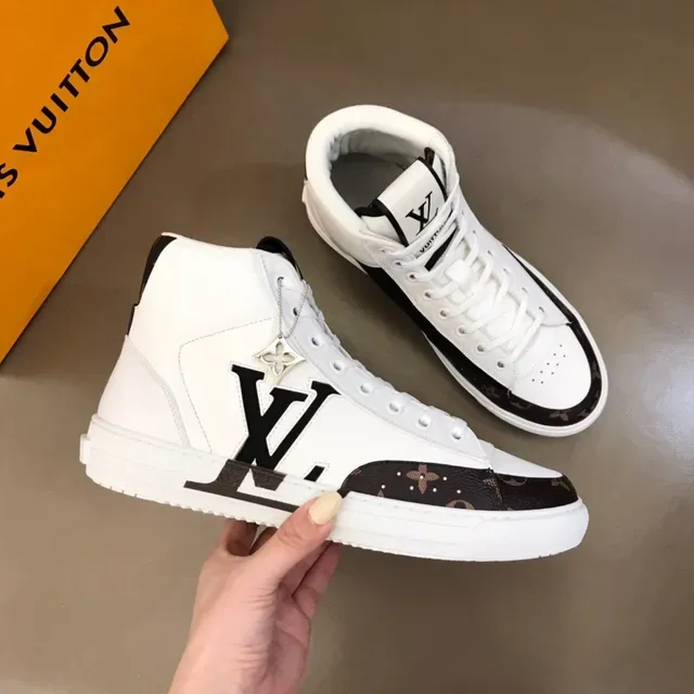 Louis Vuitton White Black हाई-टॉप लेदार এবং মোনোগ্রাম ক্যানভাস লाइফस्टাইল স্নিকার্স 6
