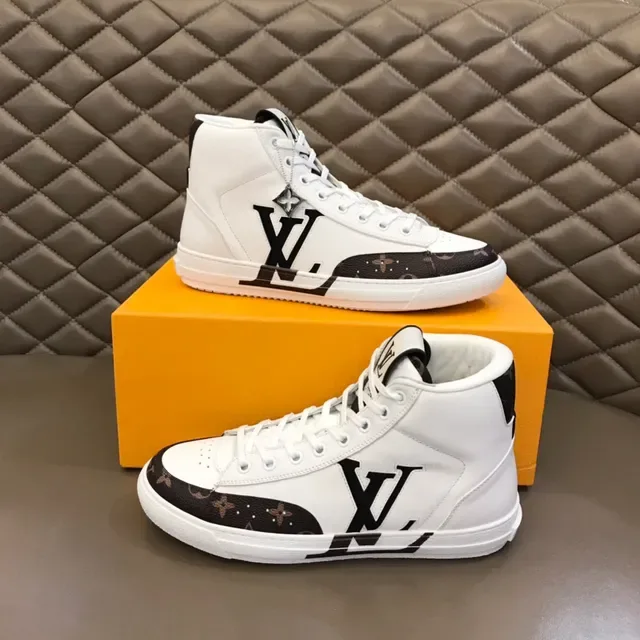 Louis Vuitton White Black हाई-टॉप लेदार এবং মোনোগ্রাম ক্যানভাস লाइফस्टাইল স্নিকার্স 7