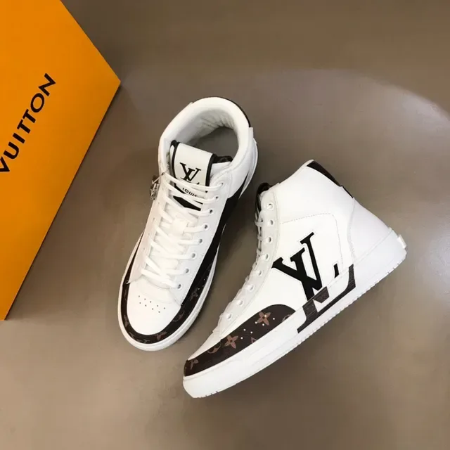Louis Vuitton White Black हाई-टॉप लेदार এবং মোনোগ্রাম ক্যানভাস লाइফस्टাইল স্নিকার্স 9
