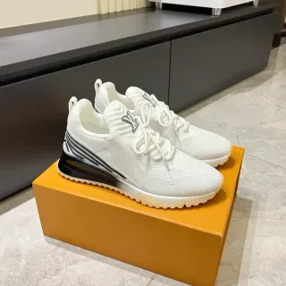 Louis Vuitton White Black Knit Upper Monogram Logo Lifestyle Sneakers